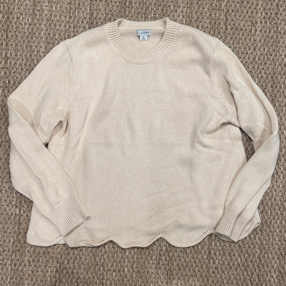 J. Crew Women's Scalloped Hem Crew Neck Sweater